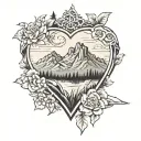 mountain heart shape tattoo design idea