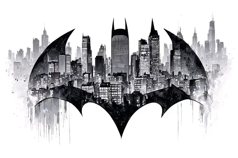 batman gotham city skyline tattoo design idea