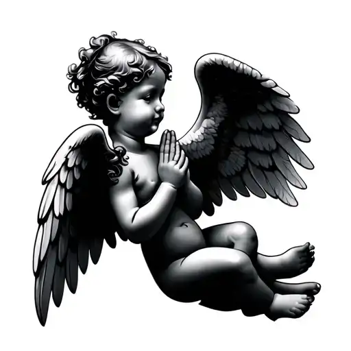 Baby Angel Praying tattoo design idea