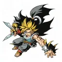 crono from chrono trigger fighting tattoo design idea