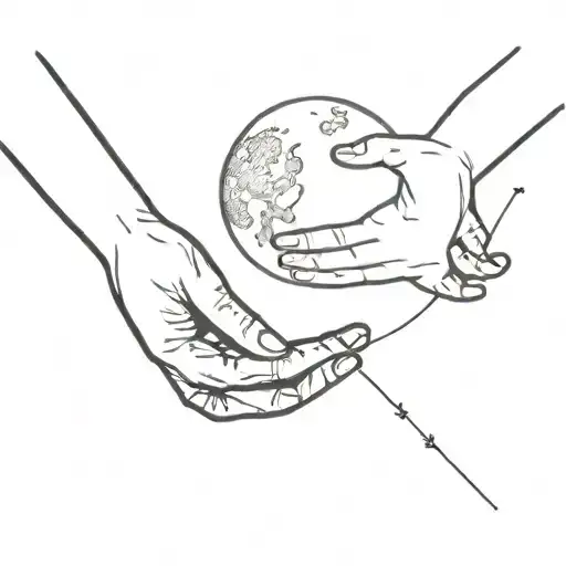 one full moon one half moon and teo hands reaching out to eachother tattoo design idea