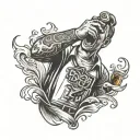 dad drinking beer bottle tattoo design idea