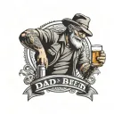 dad drinking beer bottle tattoo design idea