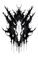 dark abstract, expressive blackwork, raw brush strokes saying bite the bullet tattoo design idea