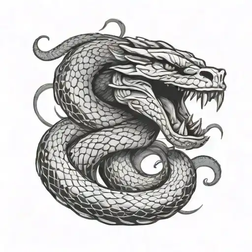 Pantera Fighting Snake wrapped tattoo design idea