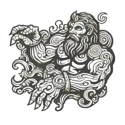 greek Latin tattoo full hand representing a God and a beast tattoo design idea