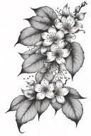 cherry blossom petals falling leaves thigh fine line vines wrapping  tattoo design idea