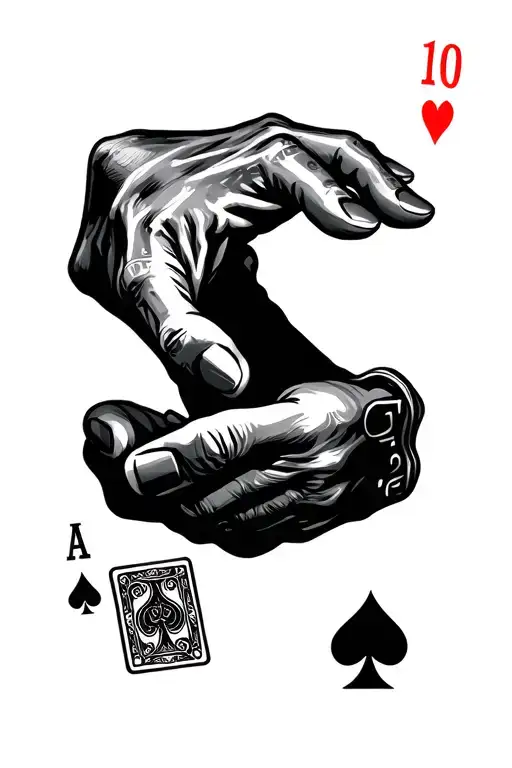 avant bras mort carte poker hand holding tattoo design idea