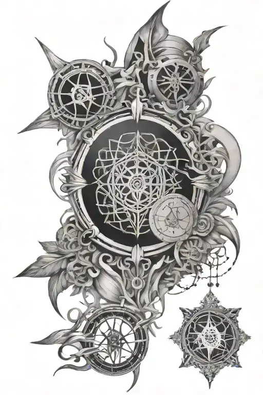 band logos Sleep Token, Architects, Bring me the Horizon, bad omens in a sleeve design tattoo design idea