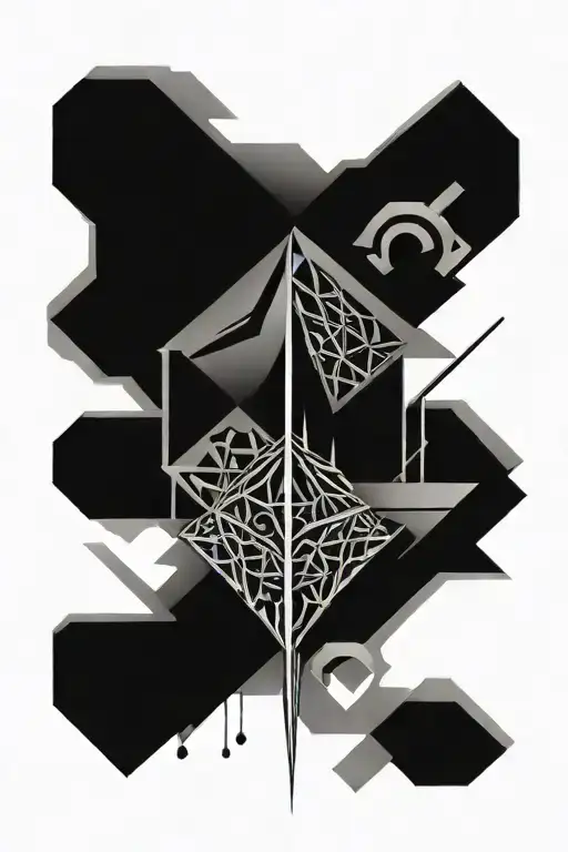 geometric background with stoicism conceptual tattoo design idea