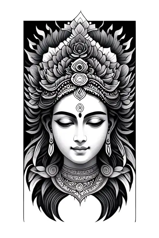 green Tara sacred geometry tattoo design idea