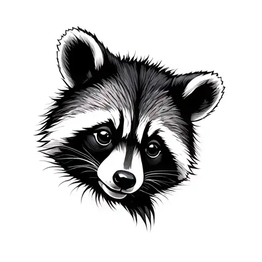cute bear cub and racoon tattoo design idea
