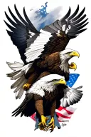 American eagle fighting tattoo design idea