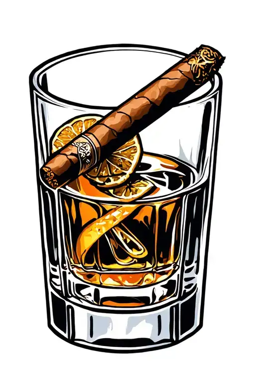 Whiskey And Cigar tattoo design idea