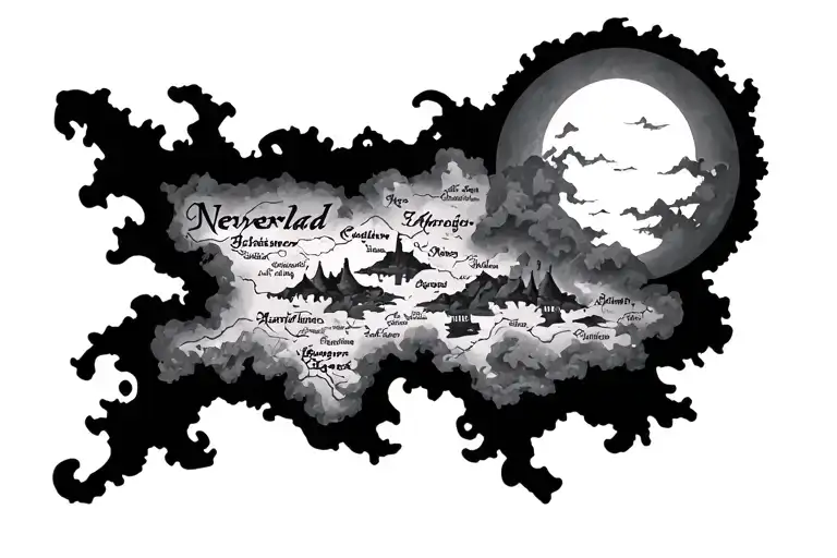 Neverland map tattoo design idea