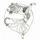 Kathak dancer with tiger tattoo design idea