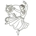 Kathak dancer with tiger tattoo design idea