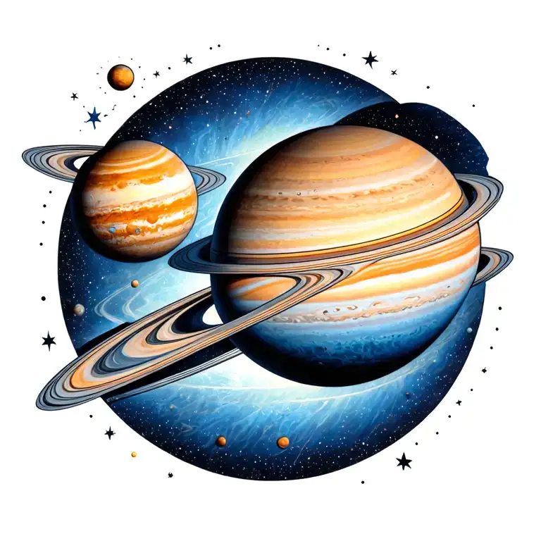 stars and solar system planets tattoo design idea