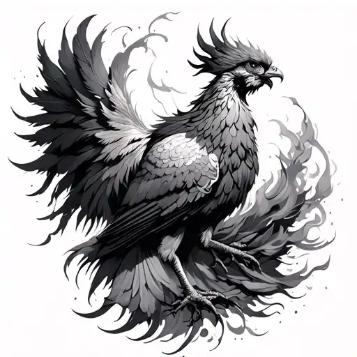 Phoenix with fading springs - while the Phoenix rises, some feathers turn into smoke or dust, which z tattoo design idea