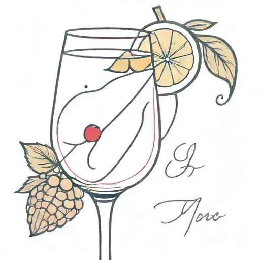 sangria in a wine glas, spilling tattoo design idea