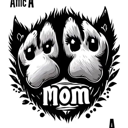 "“Alicia” “A” “Mom”" wolf or wolf paws tattoo design idea