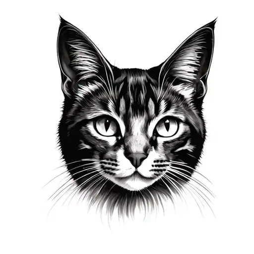face of a cat shorthair and narrow face tattoo design idea