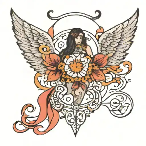 Neda with angel numbers tattoo design idea