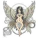 Neda with angel numbers tattoo design idea