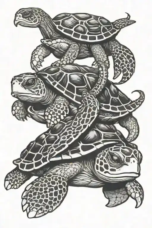 Turtle and octopus driving tattoo design idea