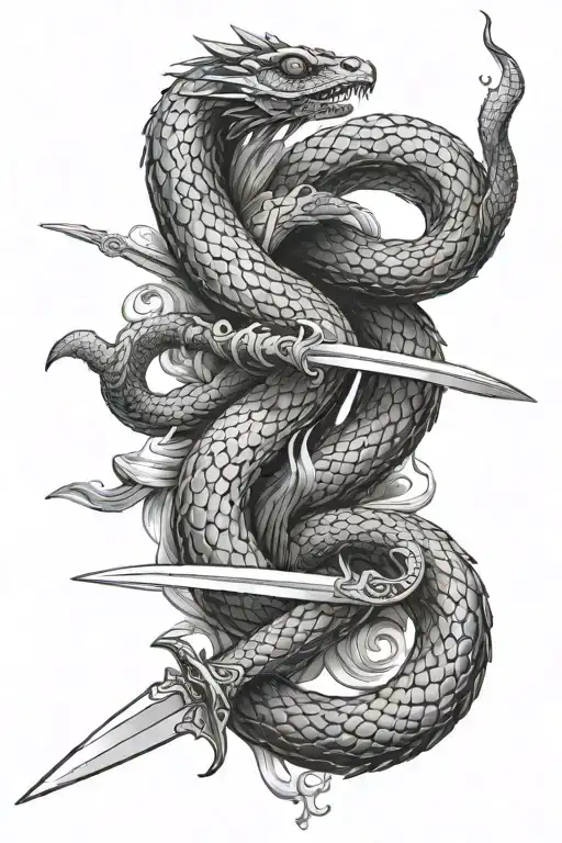 the serpent that pierces the sword tattoo design idea