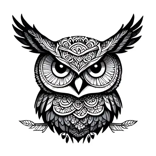 Mandala owl tattoo design idea