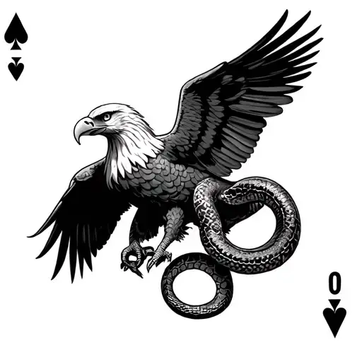Eagle with snake, deck of cards tattoo design idea