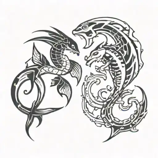 pisces and scorpio couple tattoos for lovers tattoo design idea