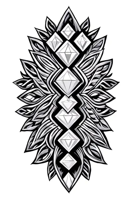 Polynesian representation of the 7 chakras, with diamonds, each diamond has Polynesian patterns which has meaning tattoo design idea