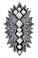 Polynesian representation of the 7 chakras, with diamonds, each diamond has Polynesian patterns which has meaning tattoo design idea