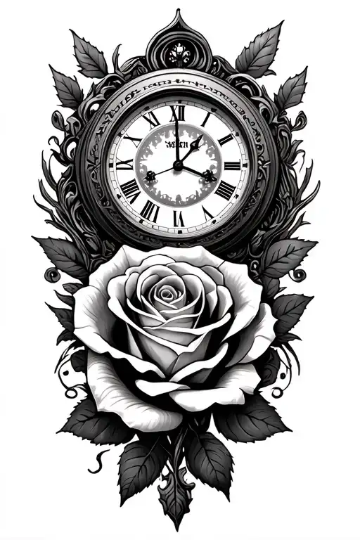 Mom name: Teslina S. Brosas, Time of my birth (clock) can see the mech inside,Cross + rose tattoo design idea