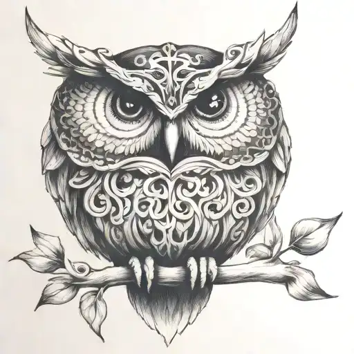 Immagina un tatuaggio sul tuo avambraccio sinistro che presenta un gufo scheletrico, posto al centro dell'opera. Le sue  tattoo design idea