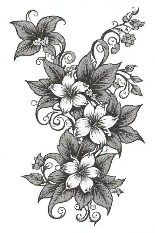 sophisticated vine flowers tattoo design idea