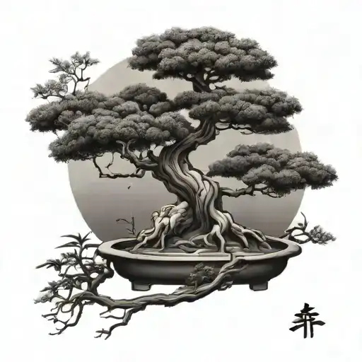 bonsai tree, with human body tattoo design idea