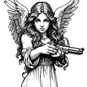 angel holding gun tattoo design idea