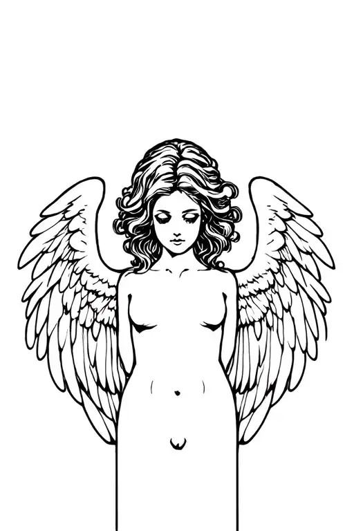 Angel with corners erotic tattoo design idea