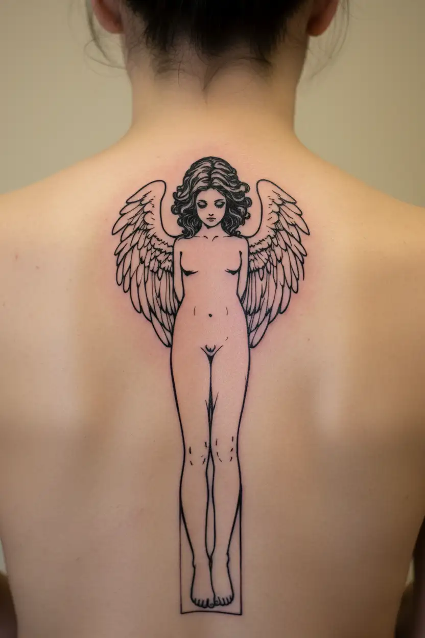 Angel with corners erotic tattoo design idea