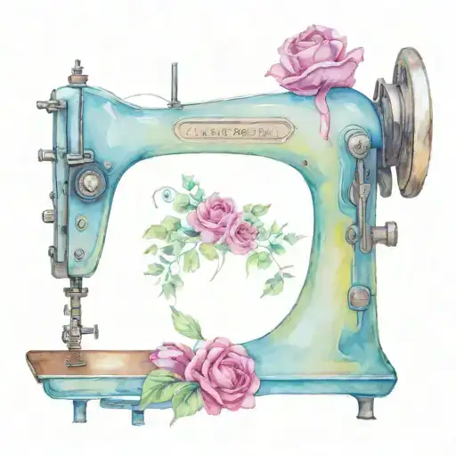 sewing machine grandmother heart tattoo design idea