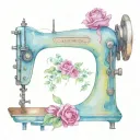 sewing machine grandmother heart tattoo design idea