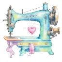 sewing machine grandmother heart tattoo design idea