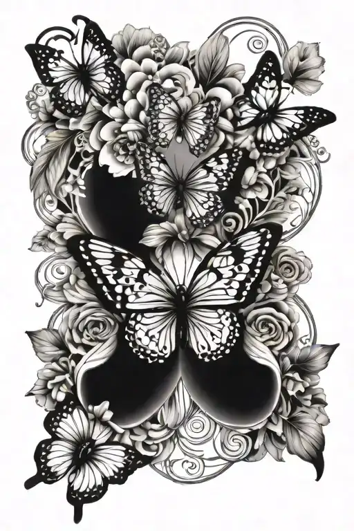 flower's butterflies mandala design incorporating tattoo design idea