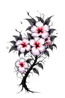 psychedelic hibiscus tree and neurons tattoo design idea