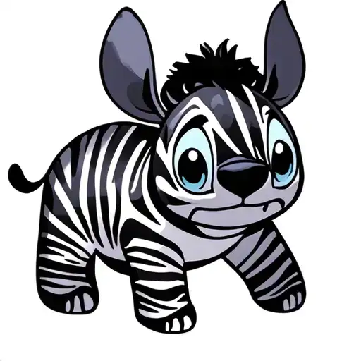 zebra lilo and stitch pattern tattoo design idea