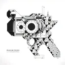 A geometric design featuring famous artwork from museums and galleries tattoo design idea