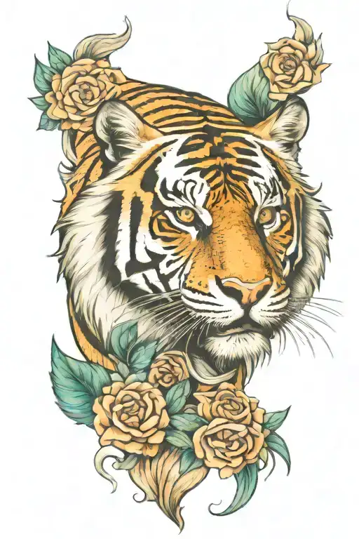 tiger brecking free your mind tattoo design idea
